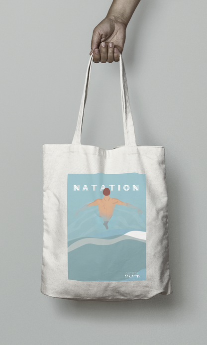 Tote bag ou sac natation vintage "le nageur"