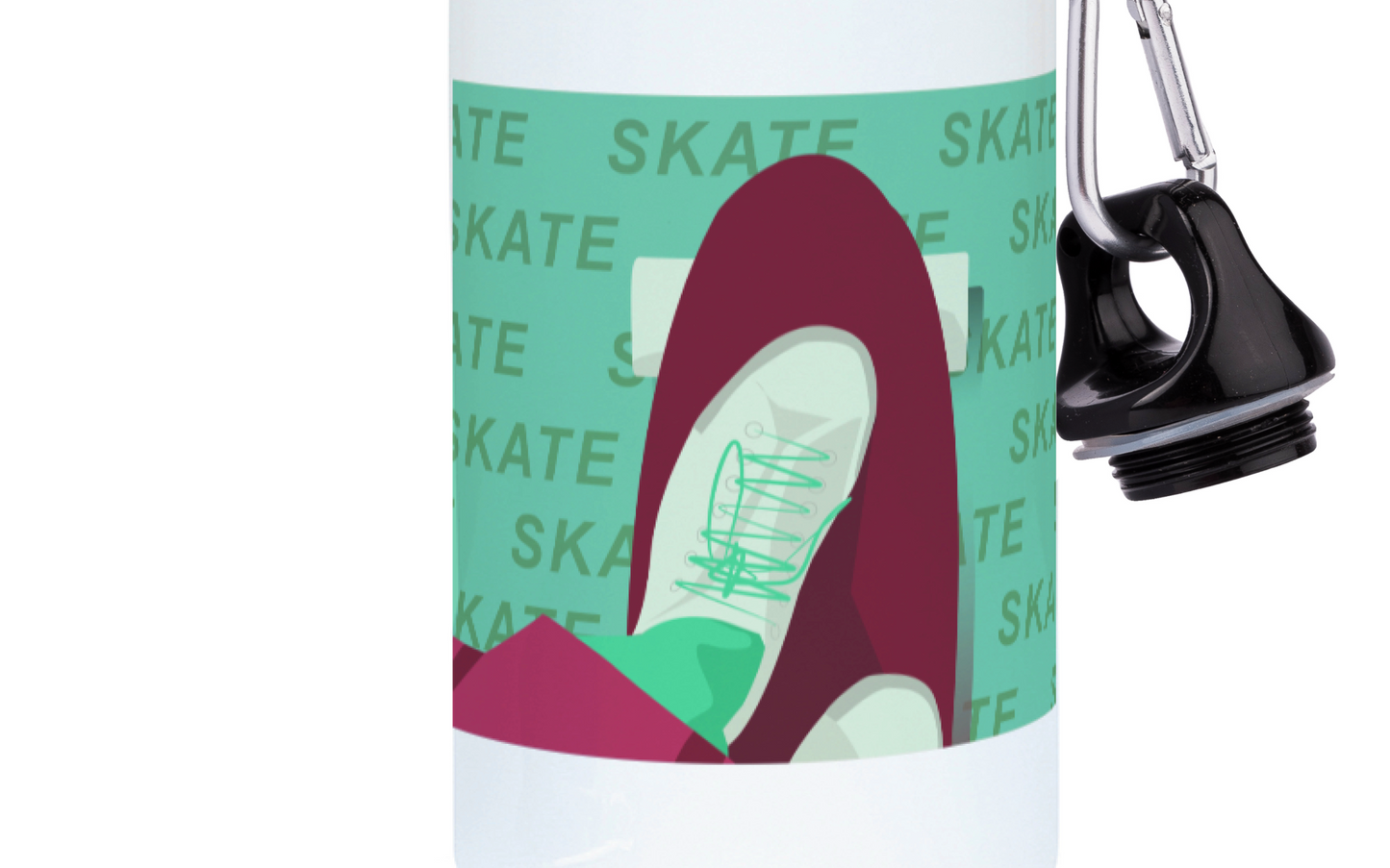 Gourde aluminium "Skate en bordeaux" - Personnalisable