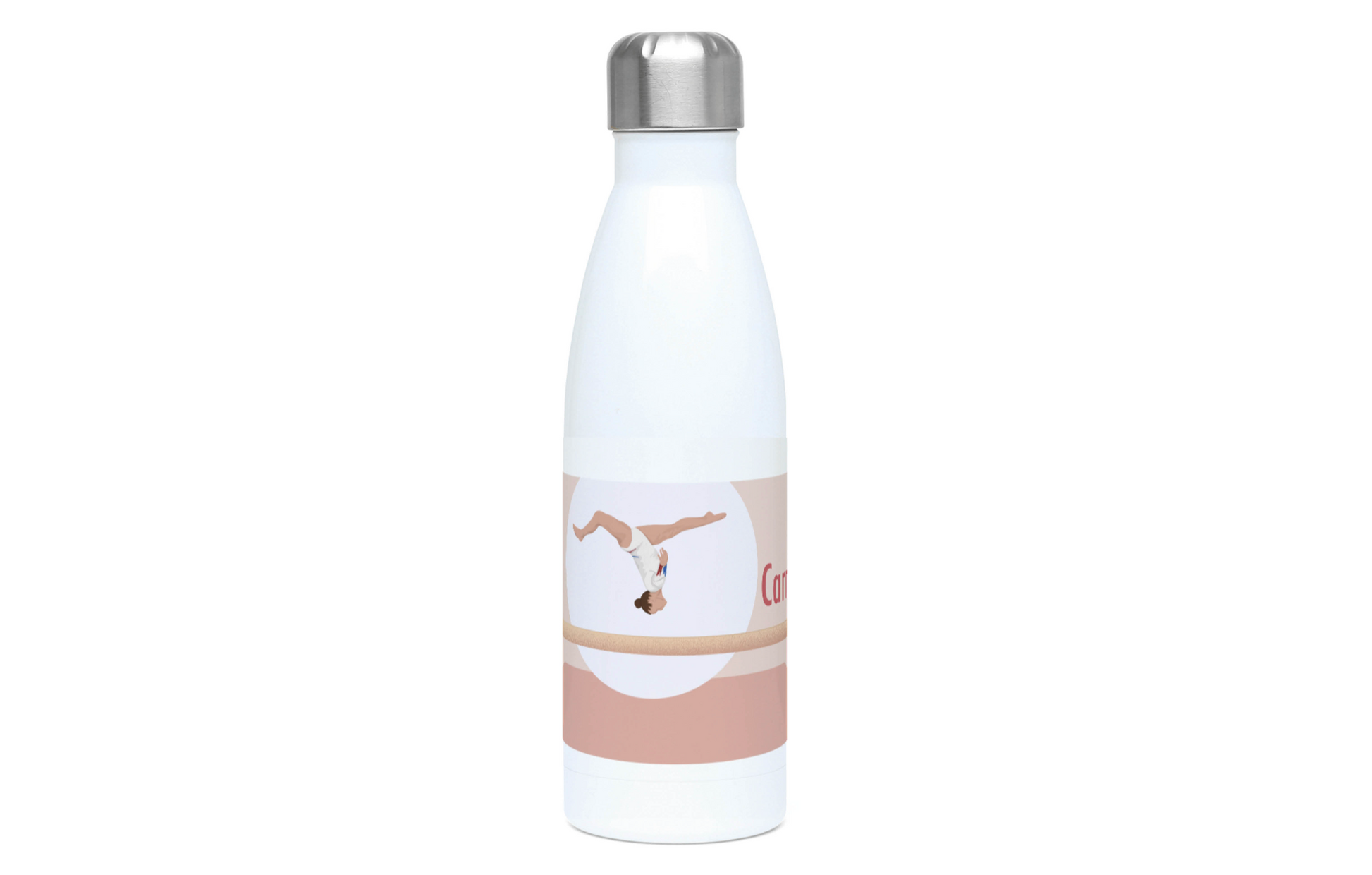 a white water bottle with a picture of a bird on it