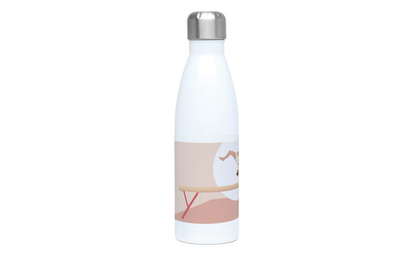 a water bottle with a picture of a woman on it