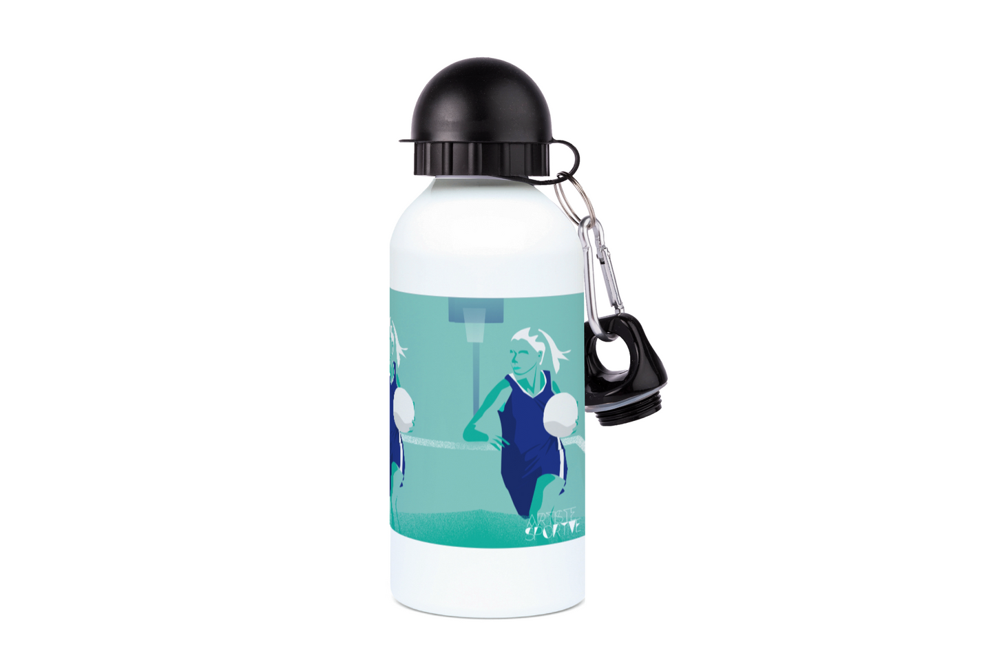 Damen-Basketballflasche aus Aluminium „Axelle spielt Basketball“ – anpassbar