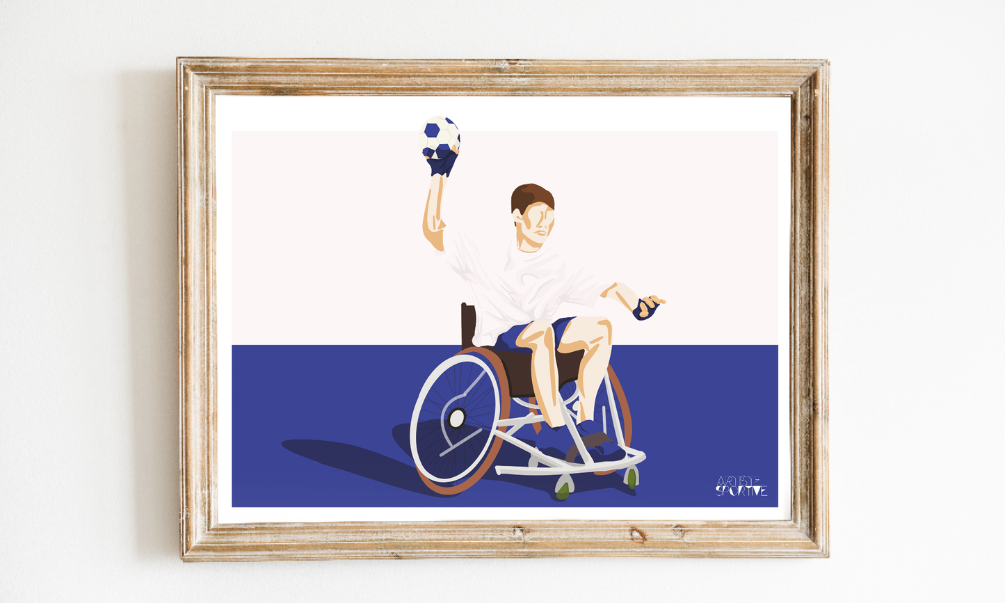 Handball- &amp; Rollstuhlposter „Handball in Blau“