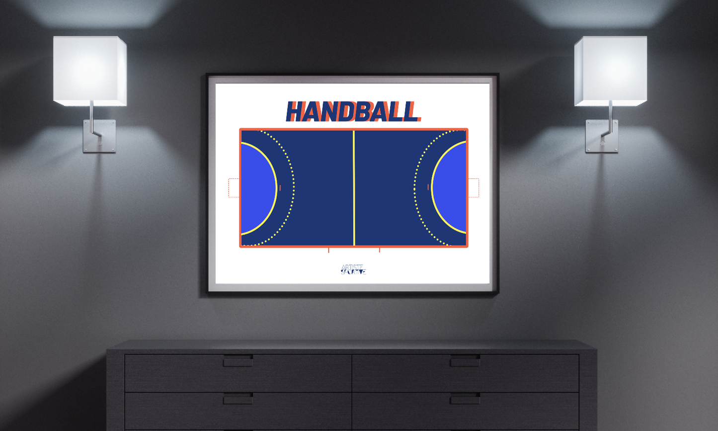 Plakat „Handballfeld“.