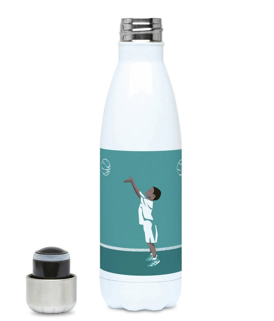 Turquoise blue insulated bottle "The boy who plays basketball" - Customizable