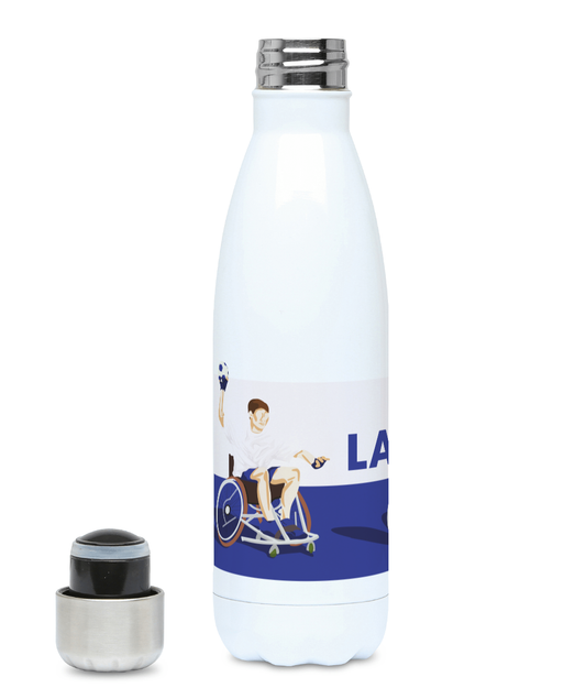 Handchair insulated bottle "Handball in blue" - Customizable