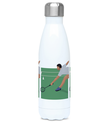 Gourde isotherme "Joueur de badminton" - Personnalisable