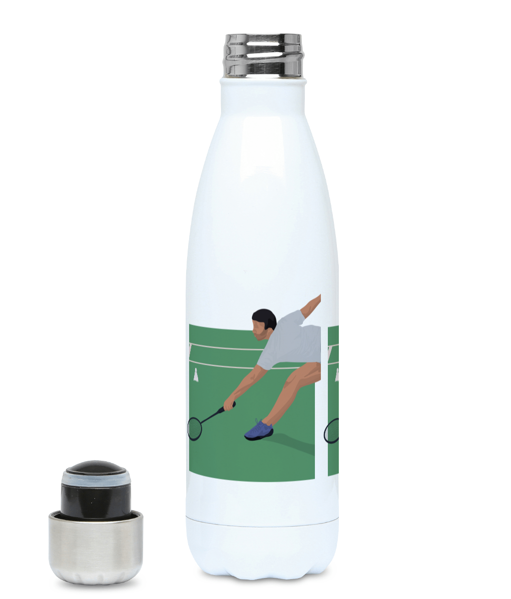 Gourde isotherme "Joueur de badminton" - Personnalisable