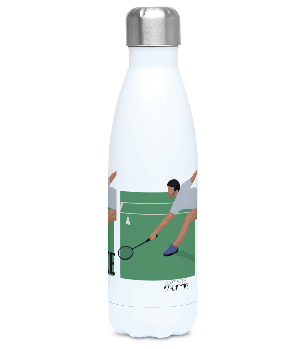 Gourde isotherme "Joueur de badminton" - Personnalisable