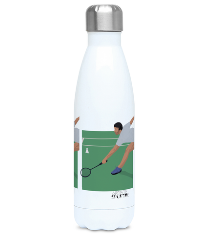 Gourde isotherme "Joueur de badminton" - Personnalisable