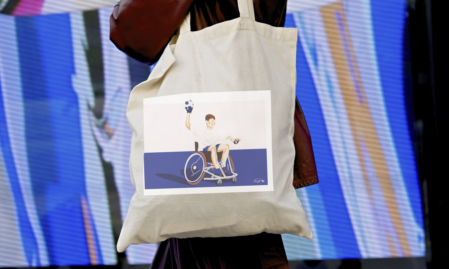 Tote bag or handchair bag “Handball in blue”