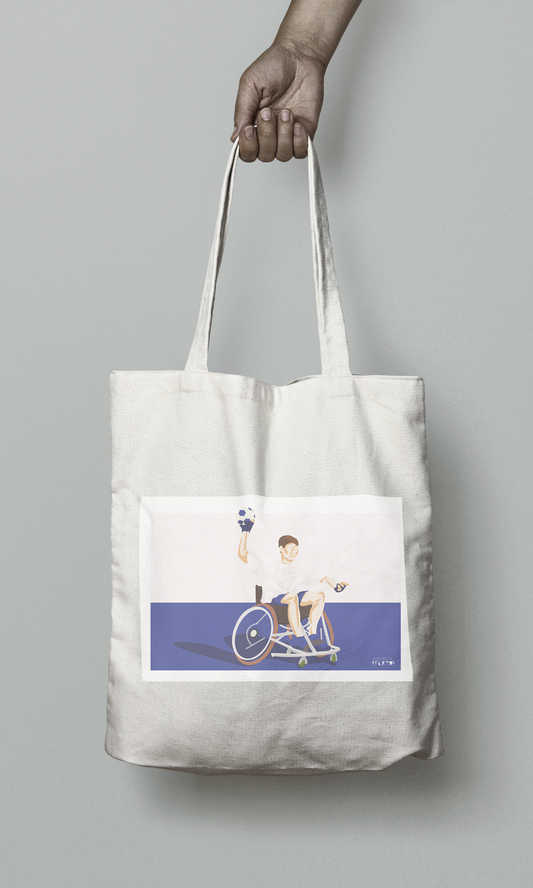 Tote bag or handchair bag “Handball in blue”