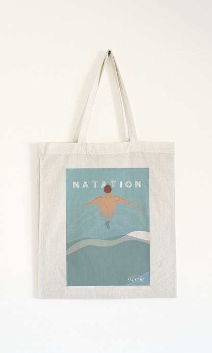 Tote bag ou sac natation vintage "le nageur"