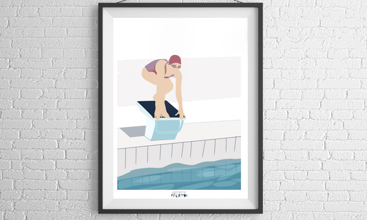 Vintage Swimming Poster "The Dive" 