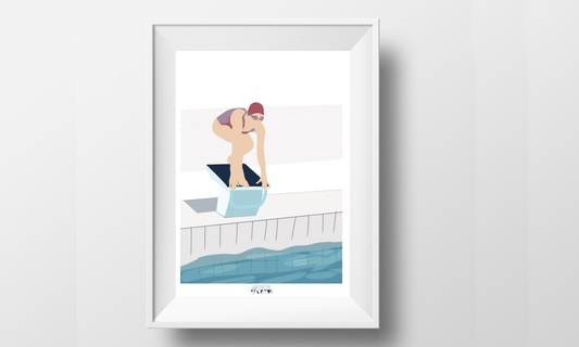 Vintage Swimming Poster "The Dive" 
