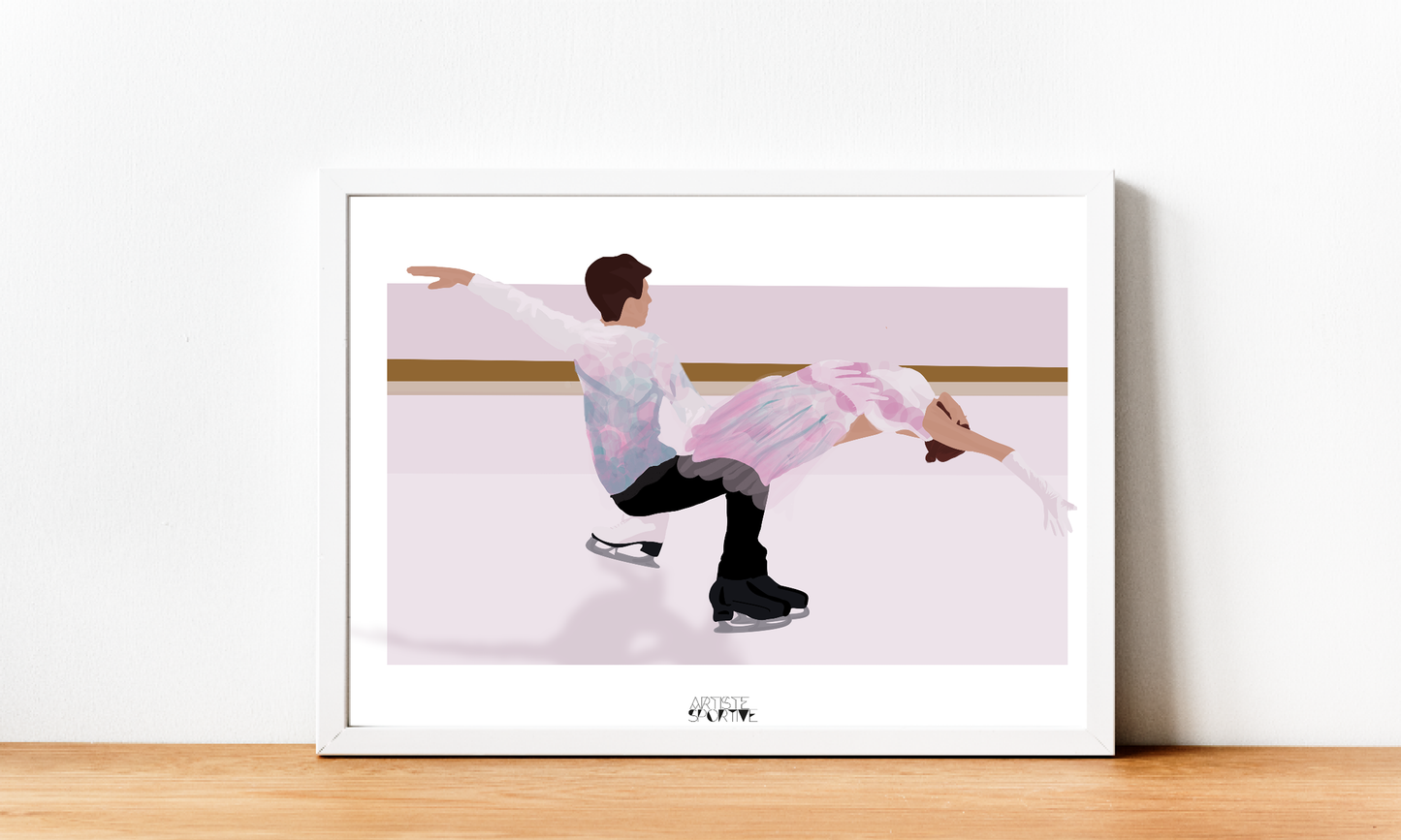 Affiche patinage "Couple patineurs"