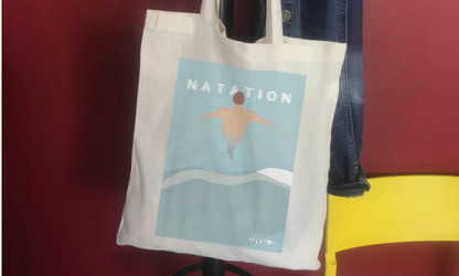 Tote bag ou sac natation vintage "le nageur"