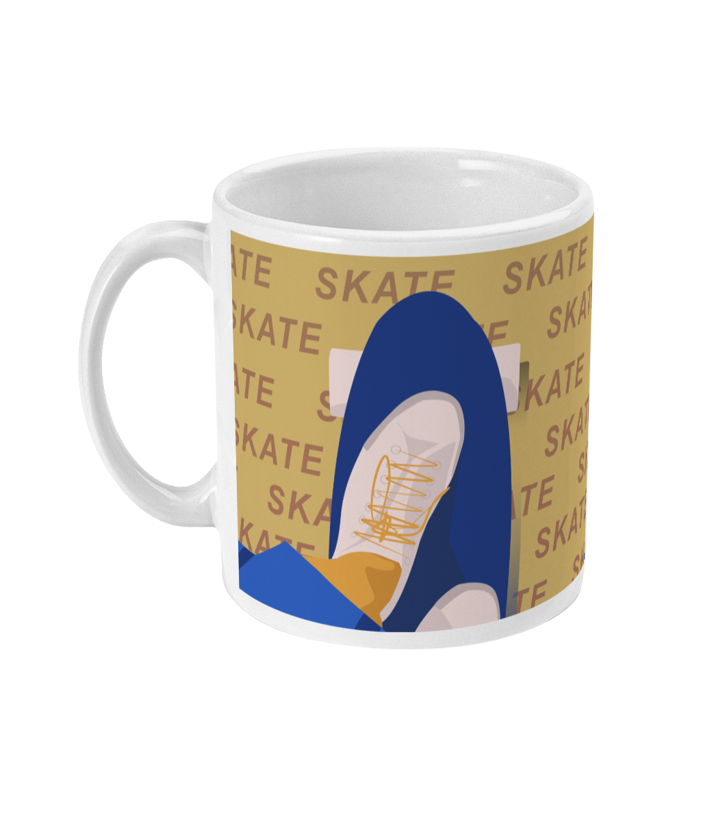 Tasse ou mug "skate en jaune" - Personnalisable