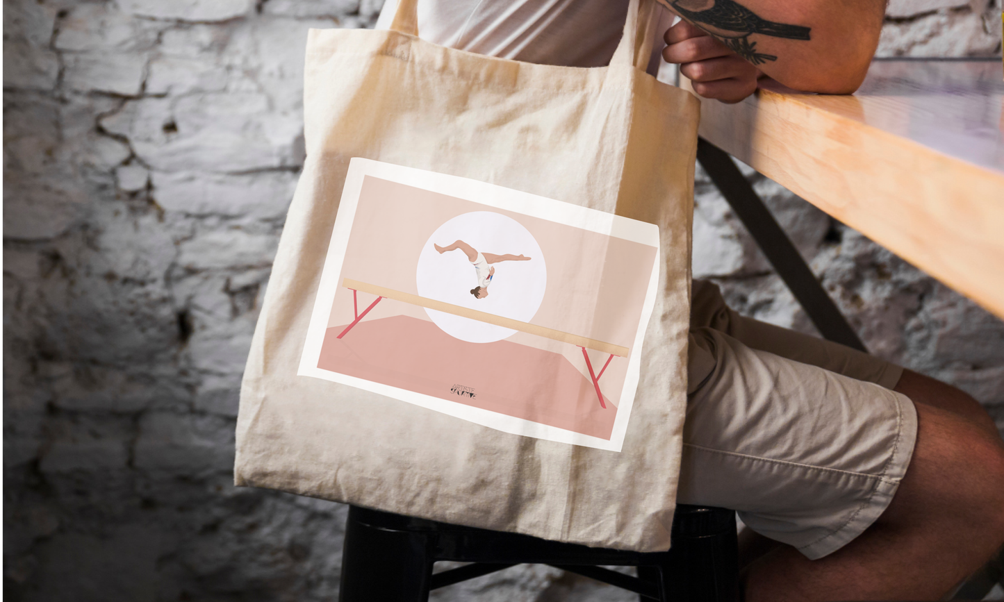 Tote bag ou sac gymnastique "La Poutre"