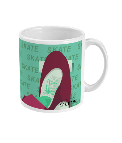 Cup or mug "skate in burgundy green" - Customizable