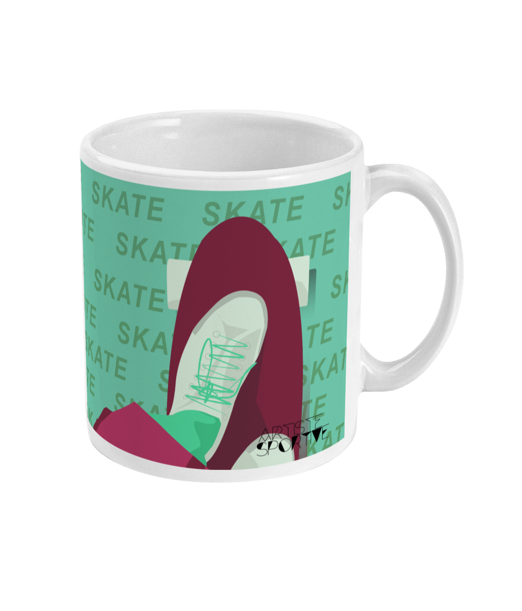 Tasse ou mug "skate en vert bordeaux" - Personnalisable