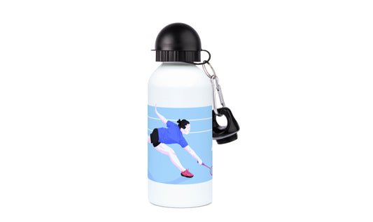 Aluminiumflasche „Der Badmintonspieler“ – anpassbar