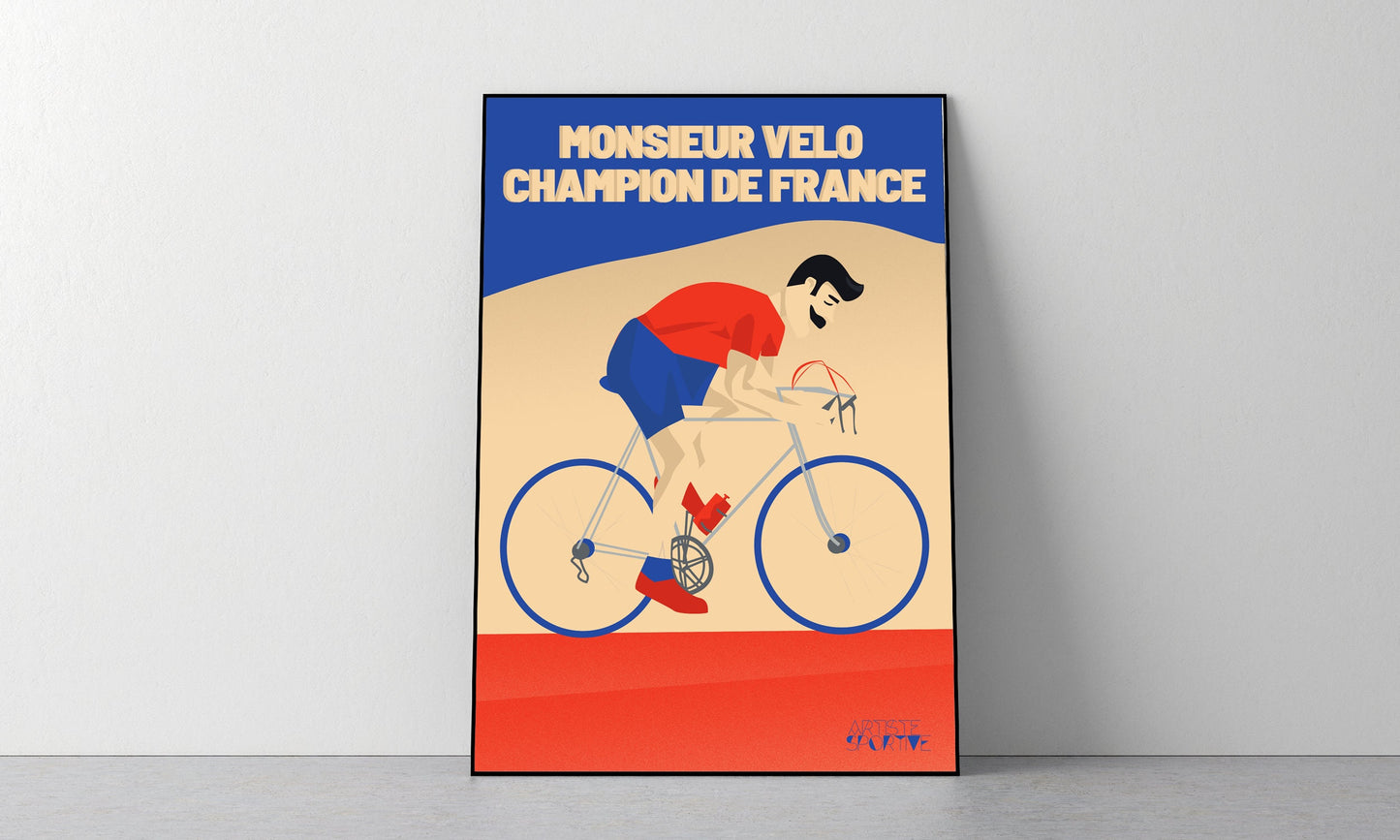 Affiche Cyclisme Vintage "Monsieur Vélo"