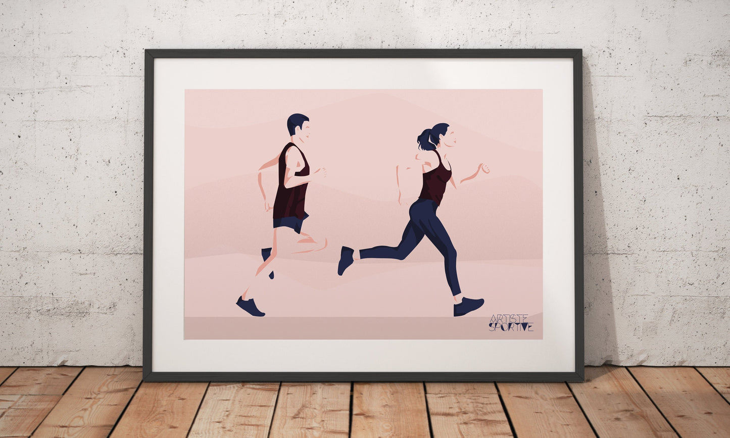 Affiche "Un homme et une femme qui courent"