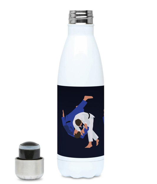 Gourde isotherme judo homme bleu "Le judoka" - Personnalisable