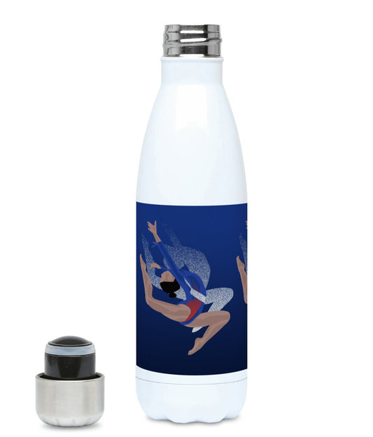 Blaue Gymnastik-Isolierflasche „Tatiana die Turnerin“ – anpassbar