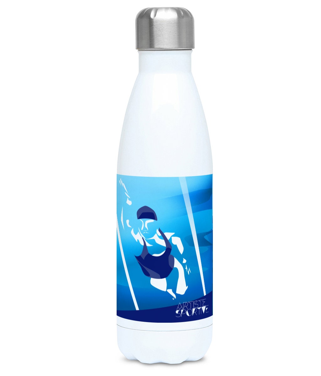 Isolierte Schwimmflasche „Die Frau, die schwimmt“ – anpassbar