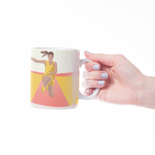 Tasse ou mug athlétisme "Saut athlétique femme" - Personnalisable