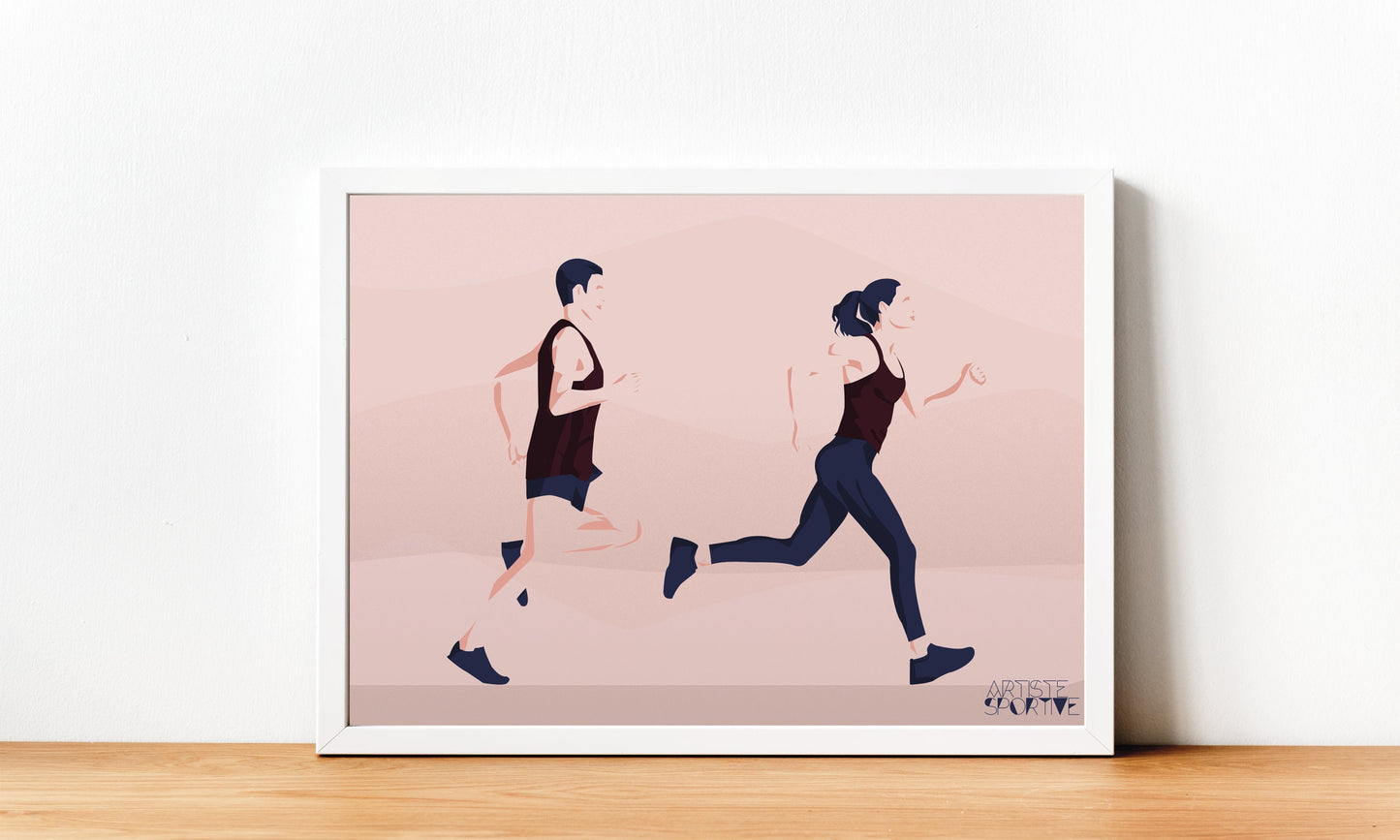 Poster “A man and a woman running”