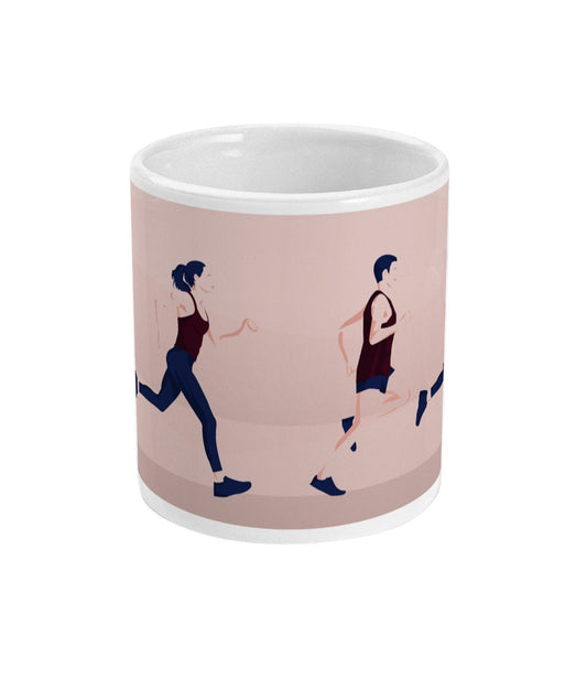 Running cup or mug "A man and a woman running" - Customizable