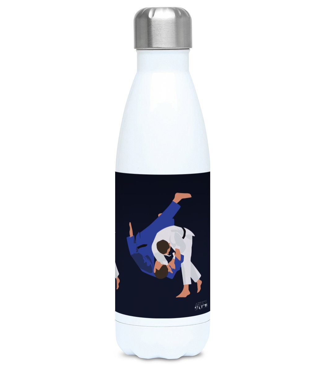 Men's blue judo insulated bottle "Le judoka" - Customizable