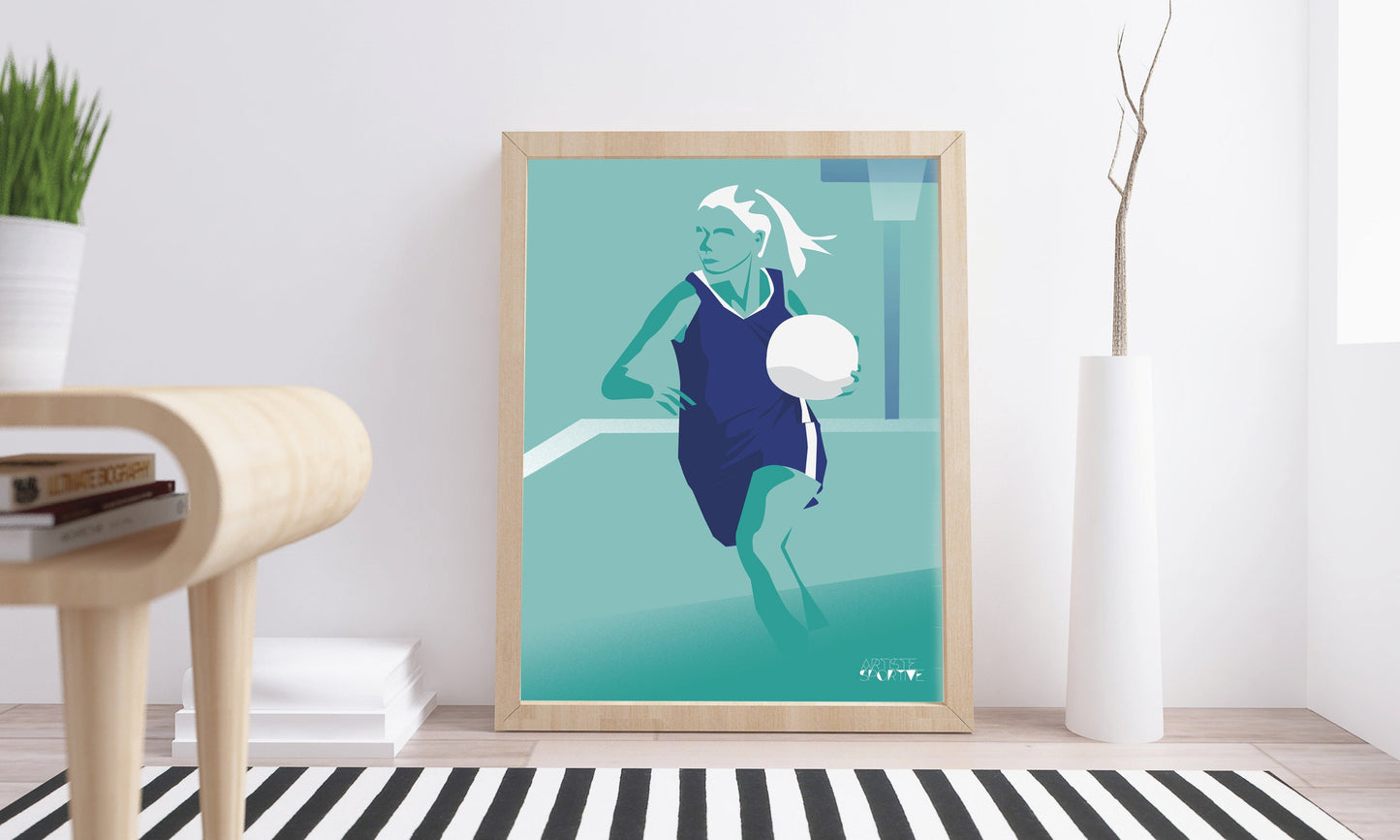 Affiche basketball, poster basketball, cadeau basketball,joueuse basketball, cadeau noel basketball, cadeau anniversaire basketball, cadeau coach basketball