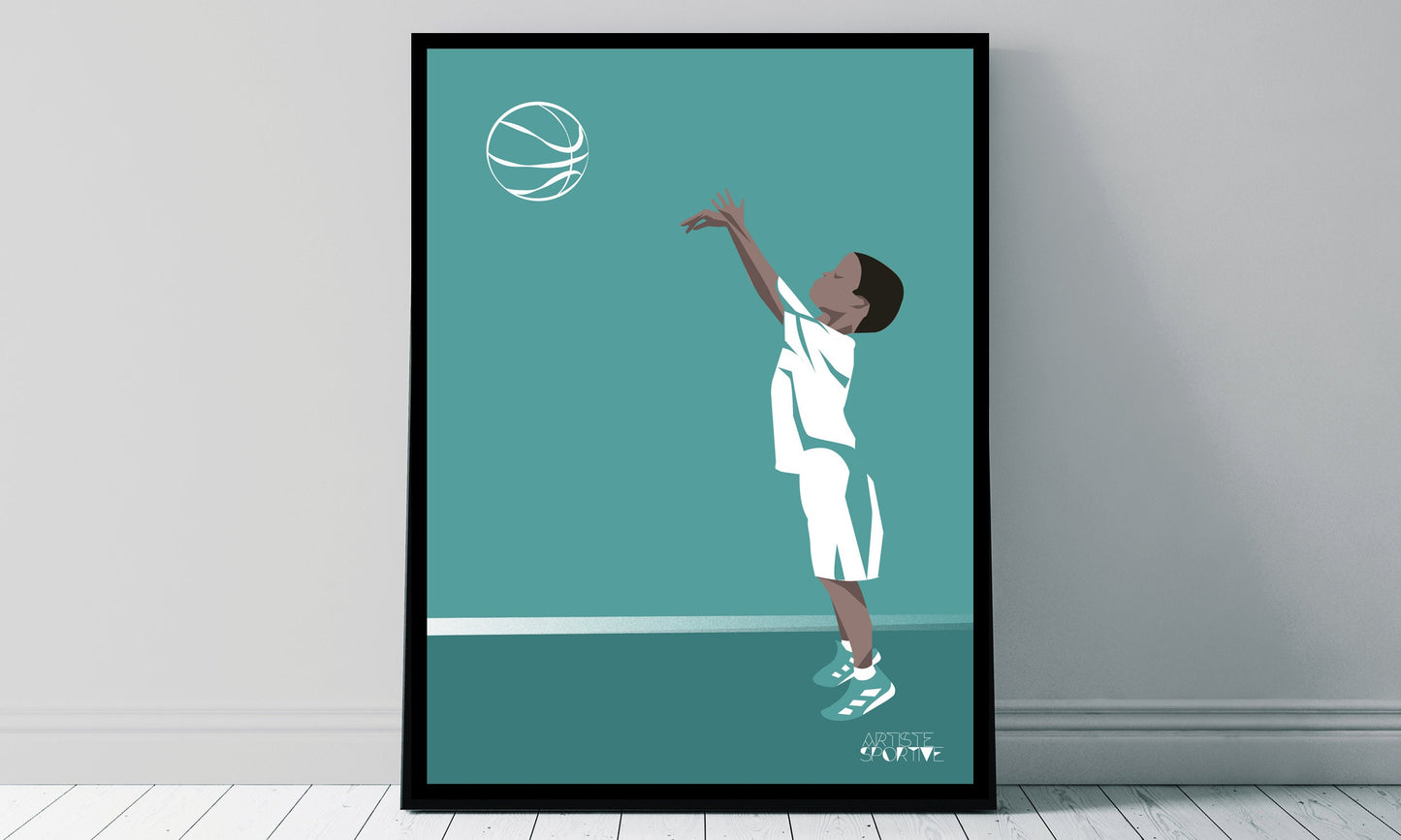 Affiche de basketball "Le boy qui fait du basket"
