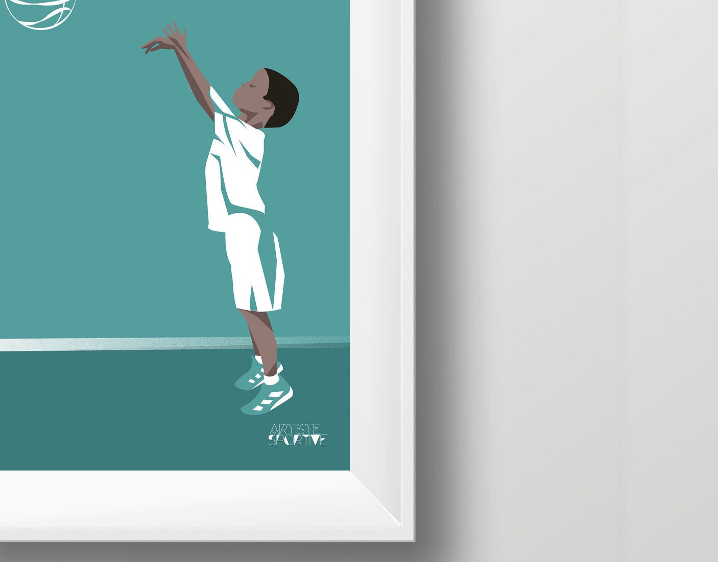 Basketballplakat „Der Junge, der Basketball spielt“