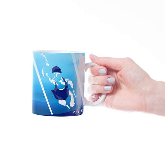 Swimming cup or mug "The woman who swims" - Customizable