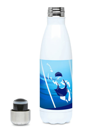 Isolierte Schwimmflasche „Die Frau, die schwimmt“ – anpassbar