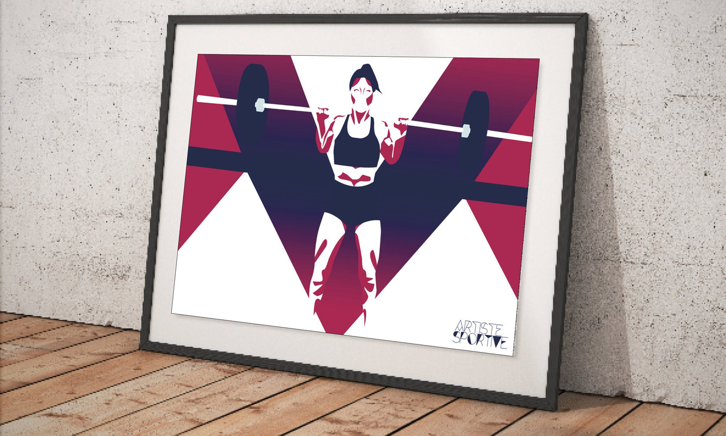 Poster „Gewichtheben für Frauen“.