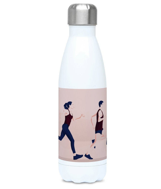 Insulated bottle Athletics race "A man and a woman running" - Customizable