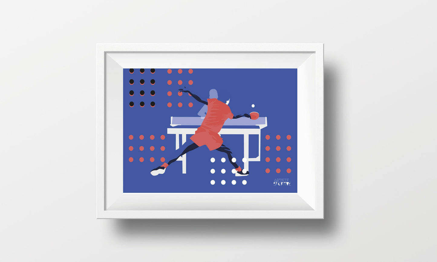 Affiche Ping Pong "Tennis de table en bleu violet"