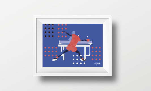 Ping-Pong-Poster „Tischtennis in Lila-Blau“
