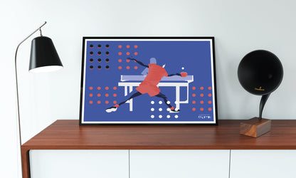 Ping-Pong-Poster „Tischtennis in Lila-Blau“