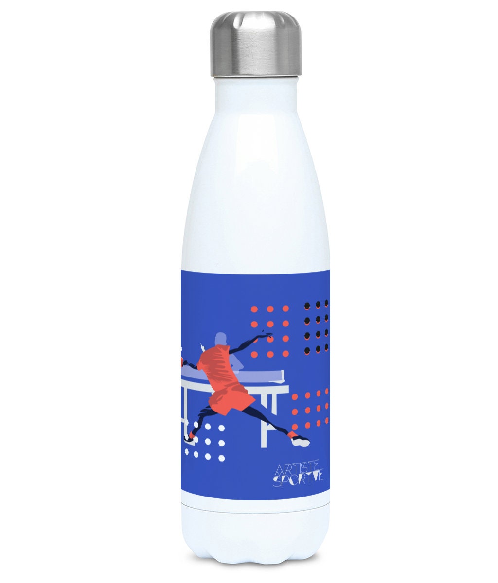 Ping Pong insulated bottle "Table tennis in purple blue" - Customizable