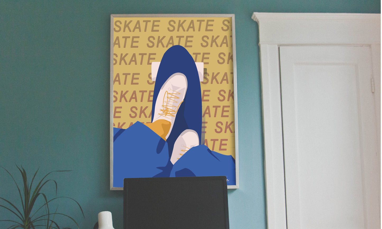 Poster „Skate in Gelb“.
