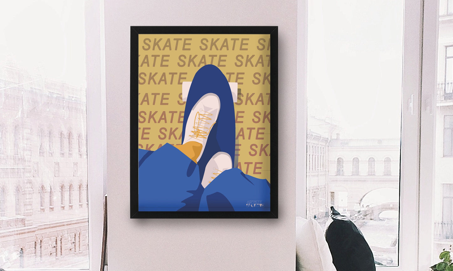 Poster „Skate in Gelb“.