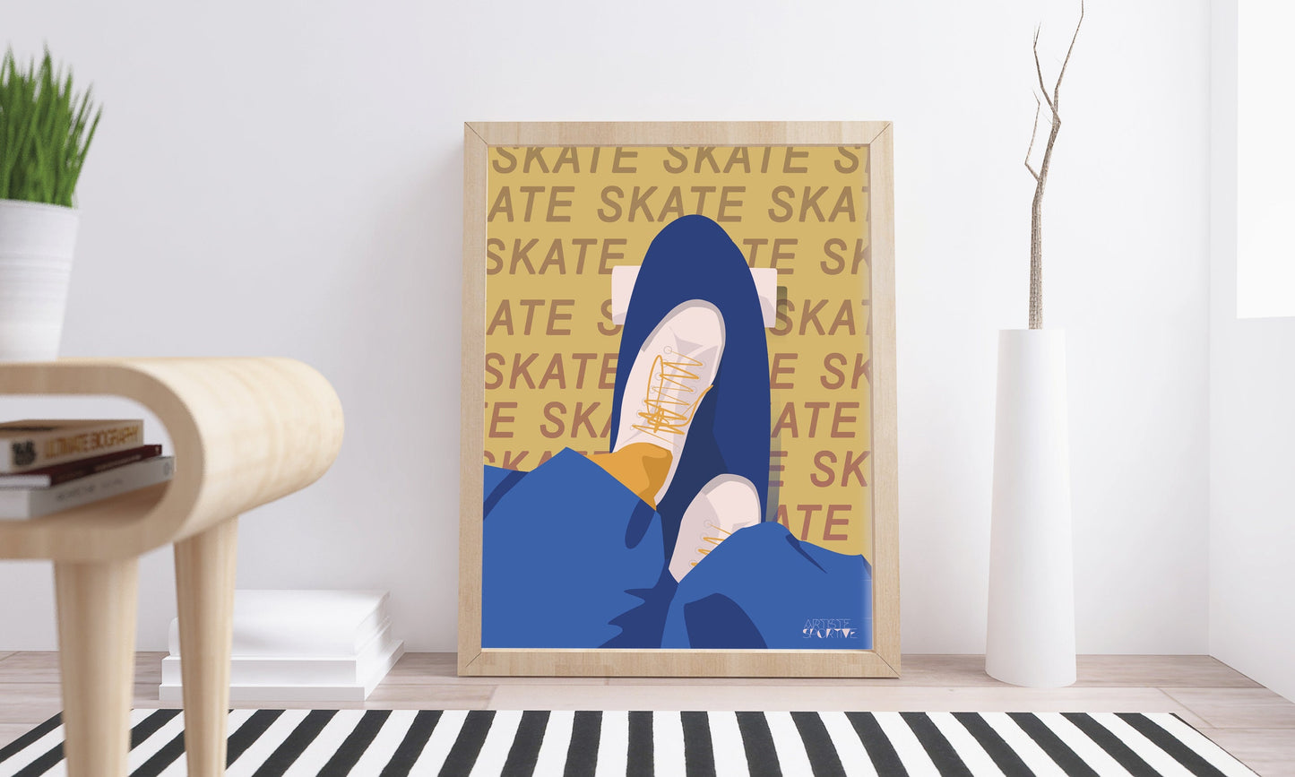 Poster „Skate in Gelb“.