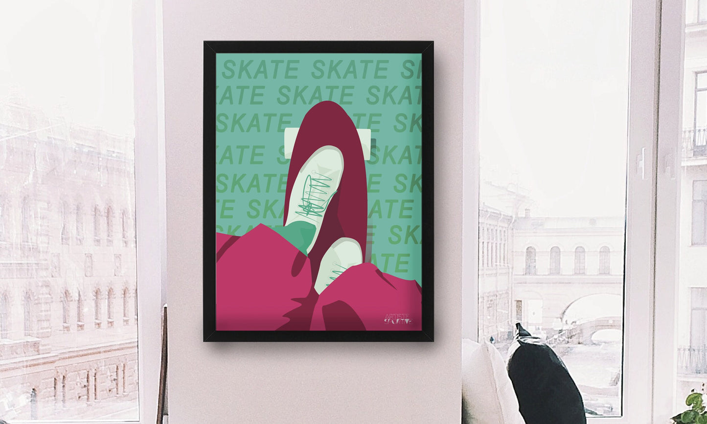 “Skate in burgundy” poster