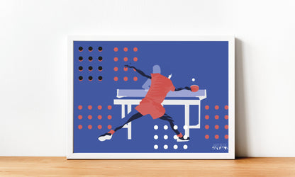 Ping-Pong-Poster „Tischtennis in Lila-Blau“